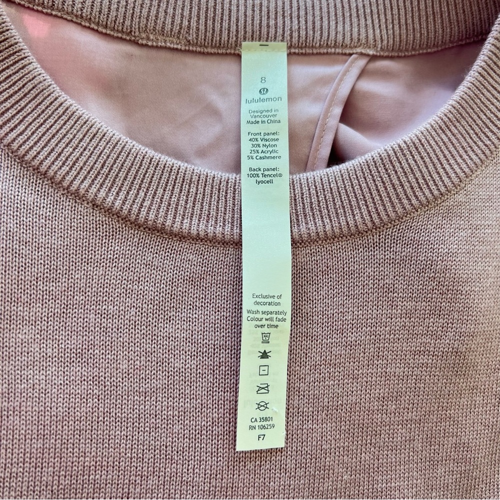 LULULEMON Lavender Still At Ease Antoinette Breezy Back Pullover Sweater Sz 8 - Picture 15 of 15